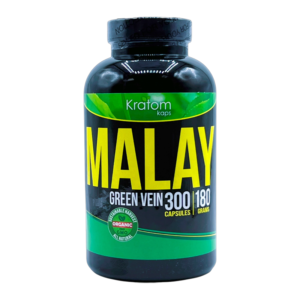 KRATOM KAPS GREEN VEIN MALAY 180GM 300CT CAPSULES BOTTLE