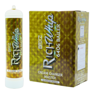 BRIXZ NYC RICH WHIP CREAM CHARGERS 640G CYLINDER BLUEBERRY MANGO -BOX OF 6