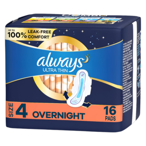 ALWAYS ULTRA THIN OVERNIGHT PADS WITH WINGS 16CT