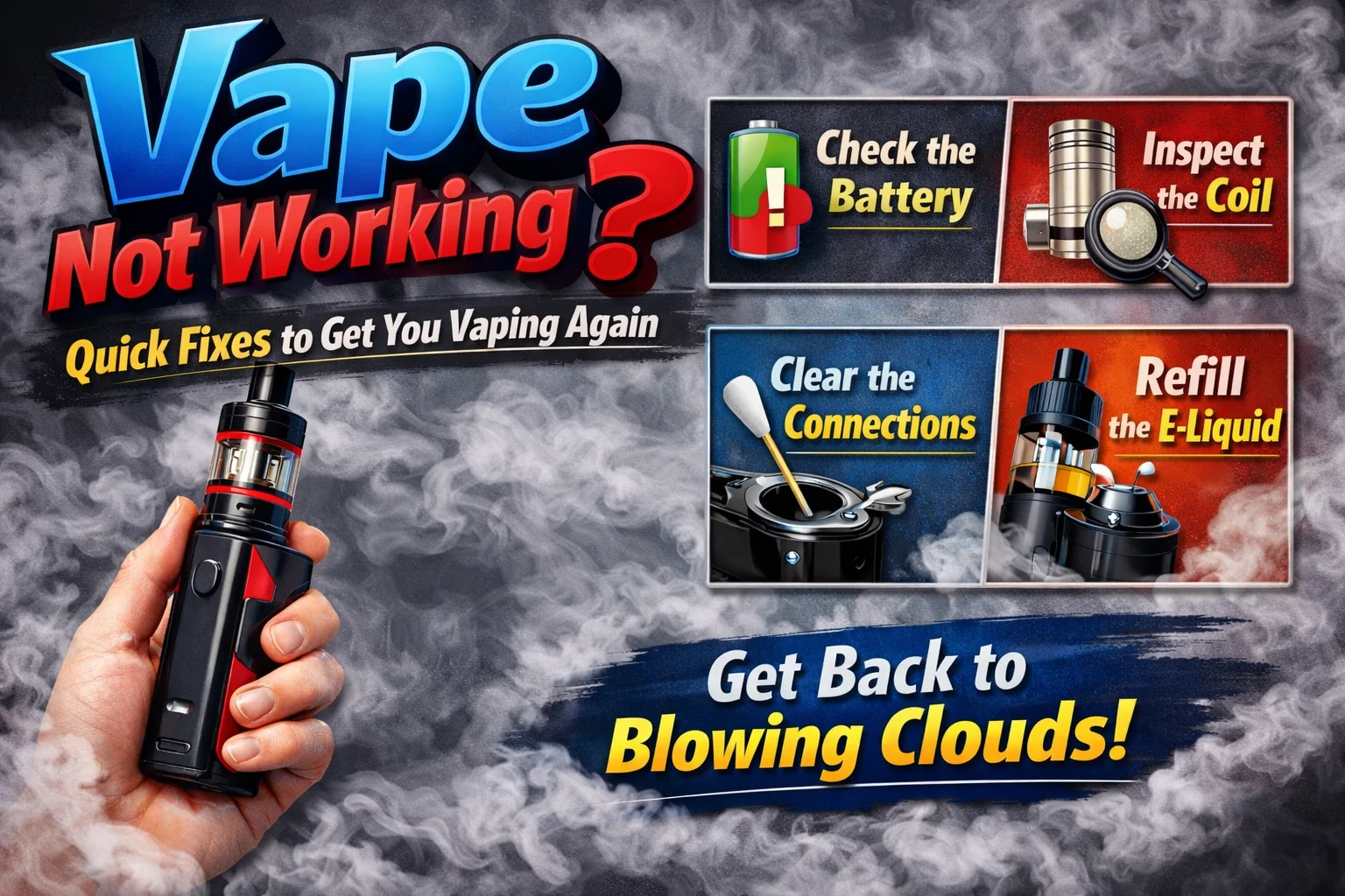 Crown Distro troubleshooting guide for vape not working issues.