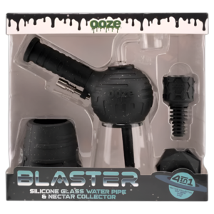 OOZE BLASTER SILICONE GLASS WATER PIPE & NECTOR COLLECTOR - SHIMMER BLACK