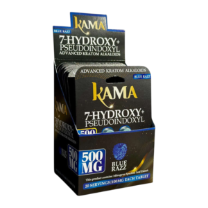 KAMA 500MG 7-HYDROXY+ PSEUDOINDOXYL 10CT BLUE RAZZ